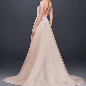 Sheer Beaded A-line Wedding Dress